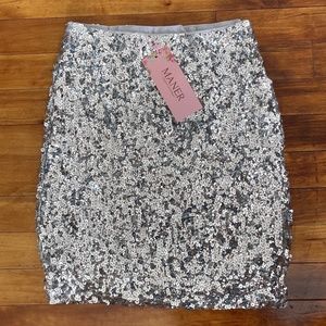 Silver Sequin Bodycon Mini Skirt